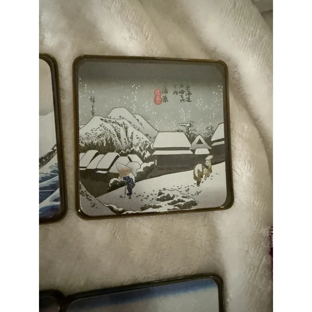 Ukiyoe Landscape Coasters By Hokusai And Hirotuge